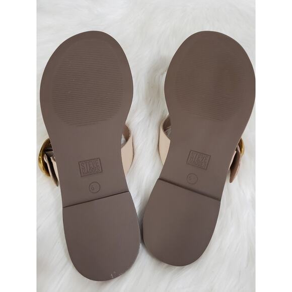 NEW WITHOUT BOX 6.5 Steve Madden Women's Rays Flip-Flop Tan Taupe Cream Gold - Picture 5 of 6